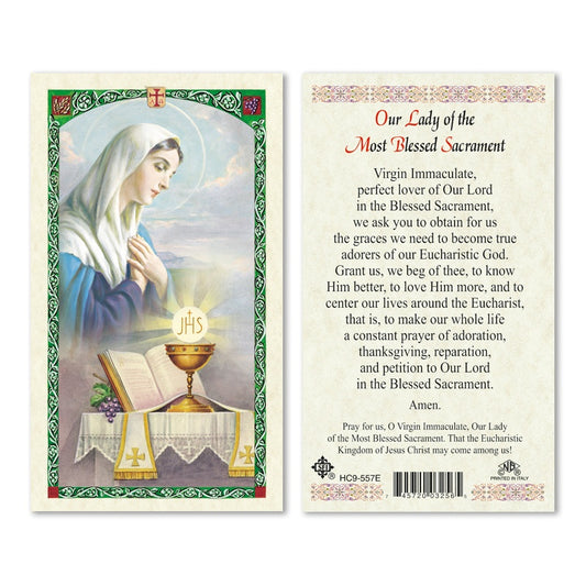 Lady of Sacred Sacraments Prayer Card - English