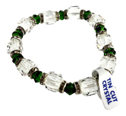 Green and White Rosary Bracelet